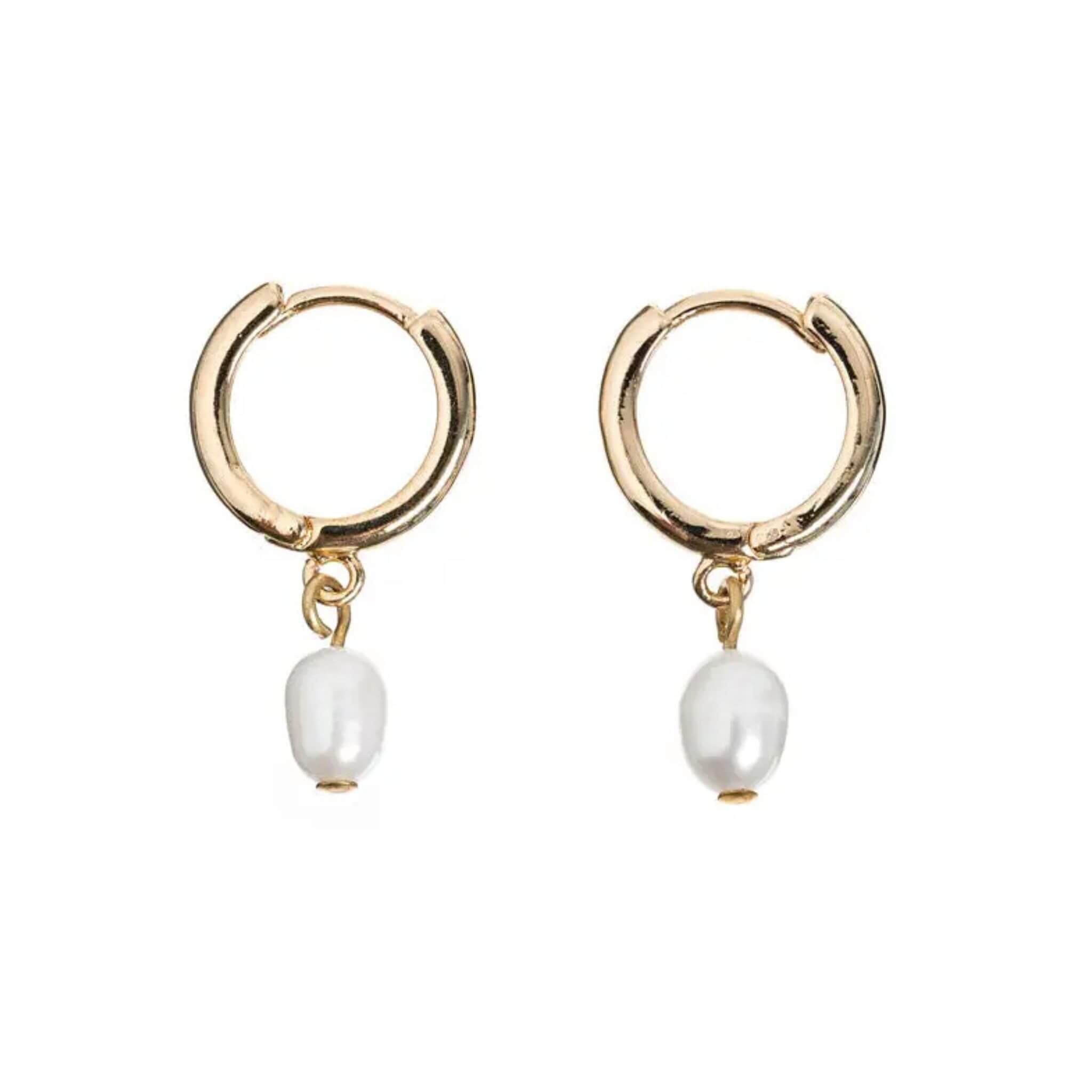 Pearl Hoop Earrings By Olivia Gold