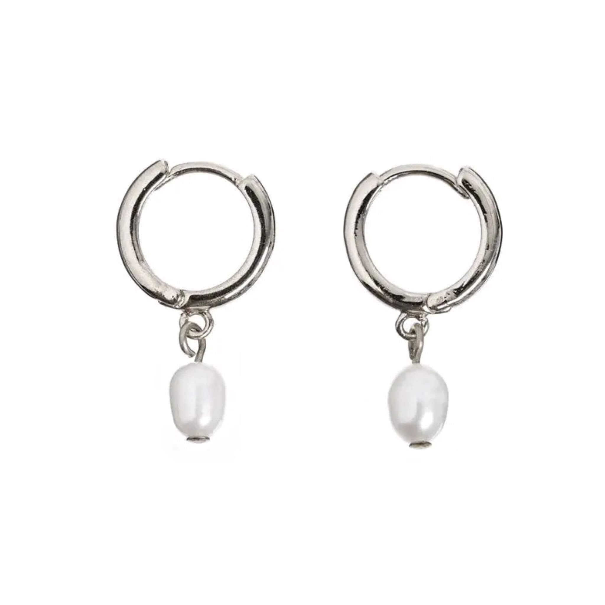 Pearl Hoop Earrings By Olivia Silver