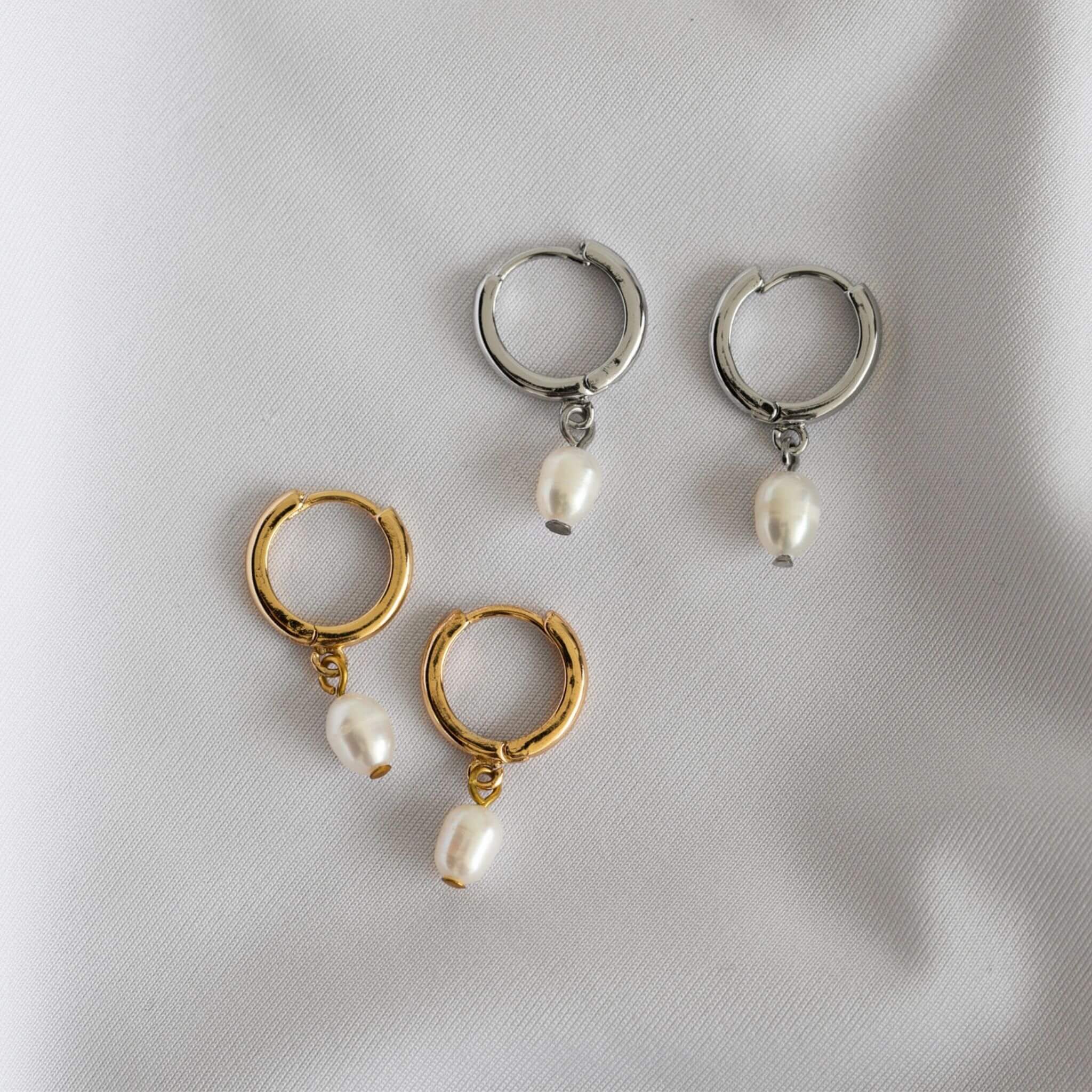 Pearl Hoop Earrings By Olivia