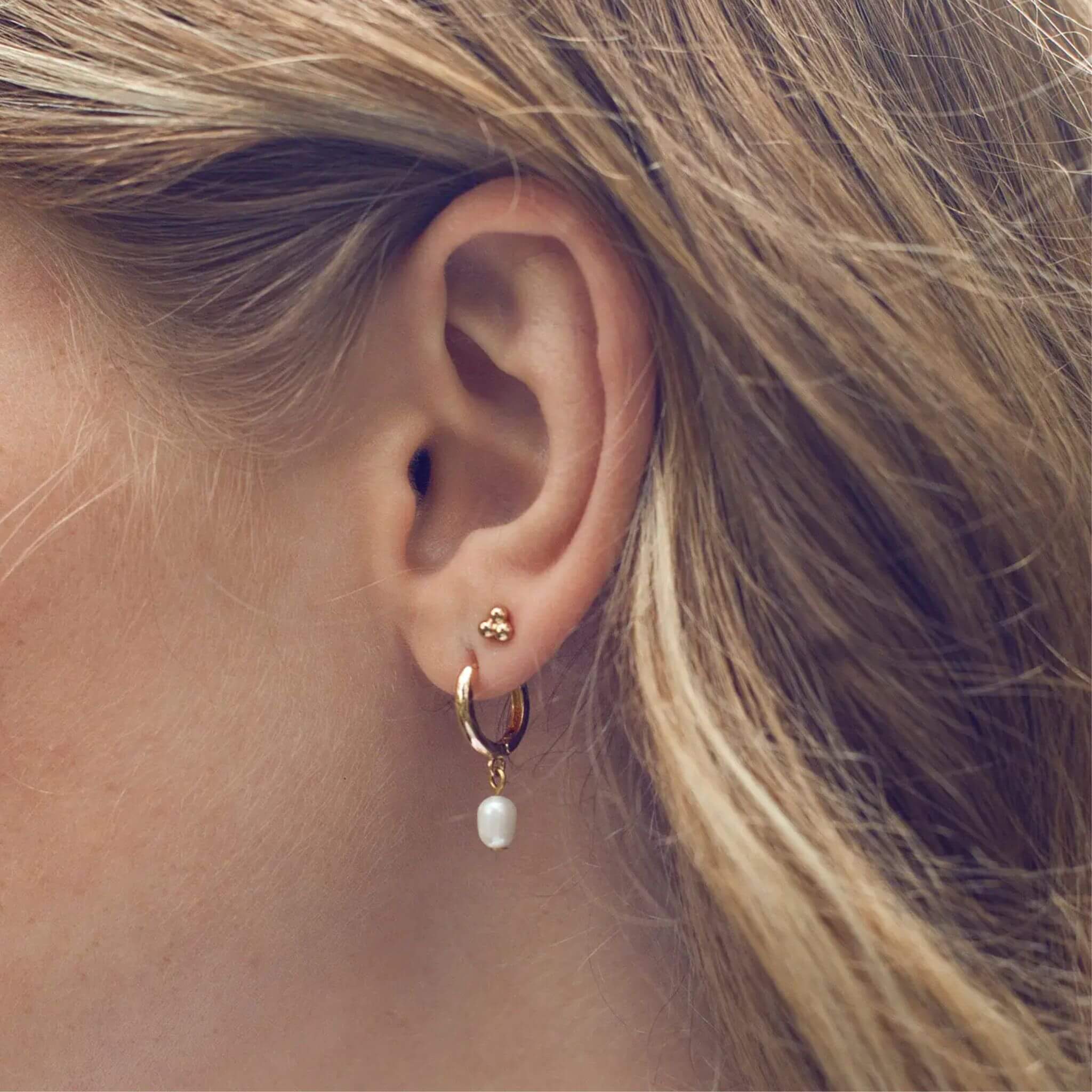 Pearl Hoop Earrings By Olivia Gold