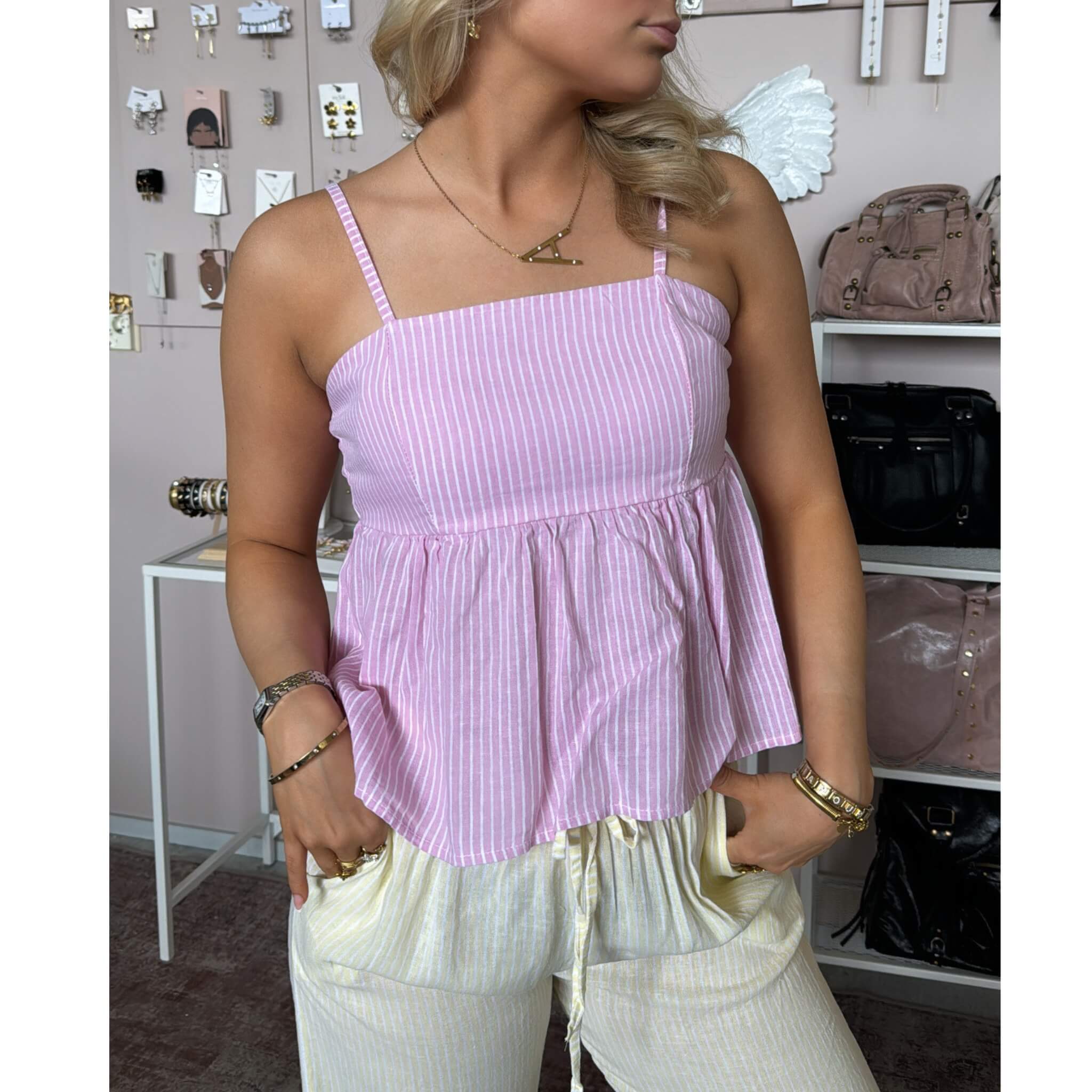 Sabrina Linen top - Pink
