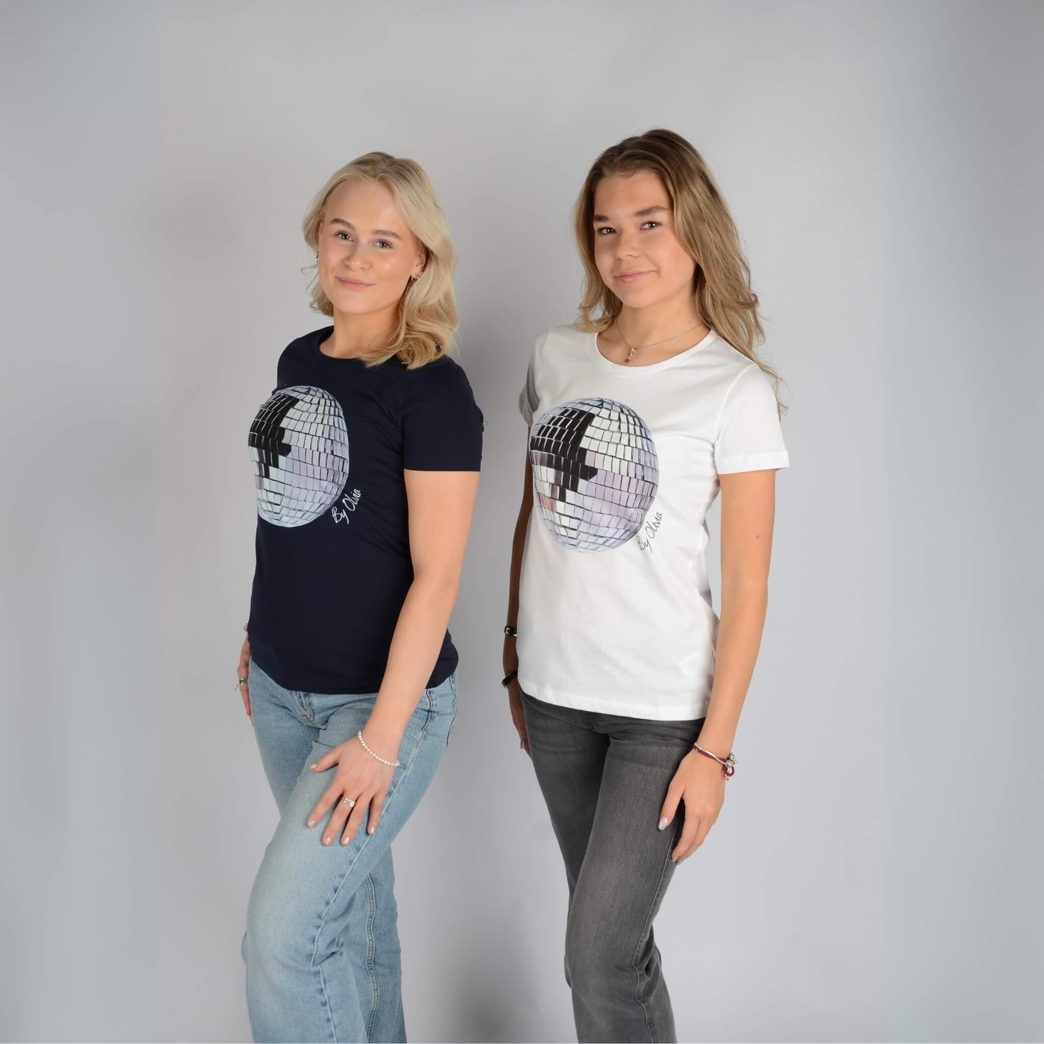 Disco T-shirt By Olivia - White - Navy