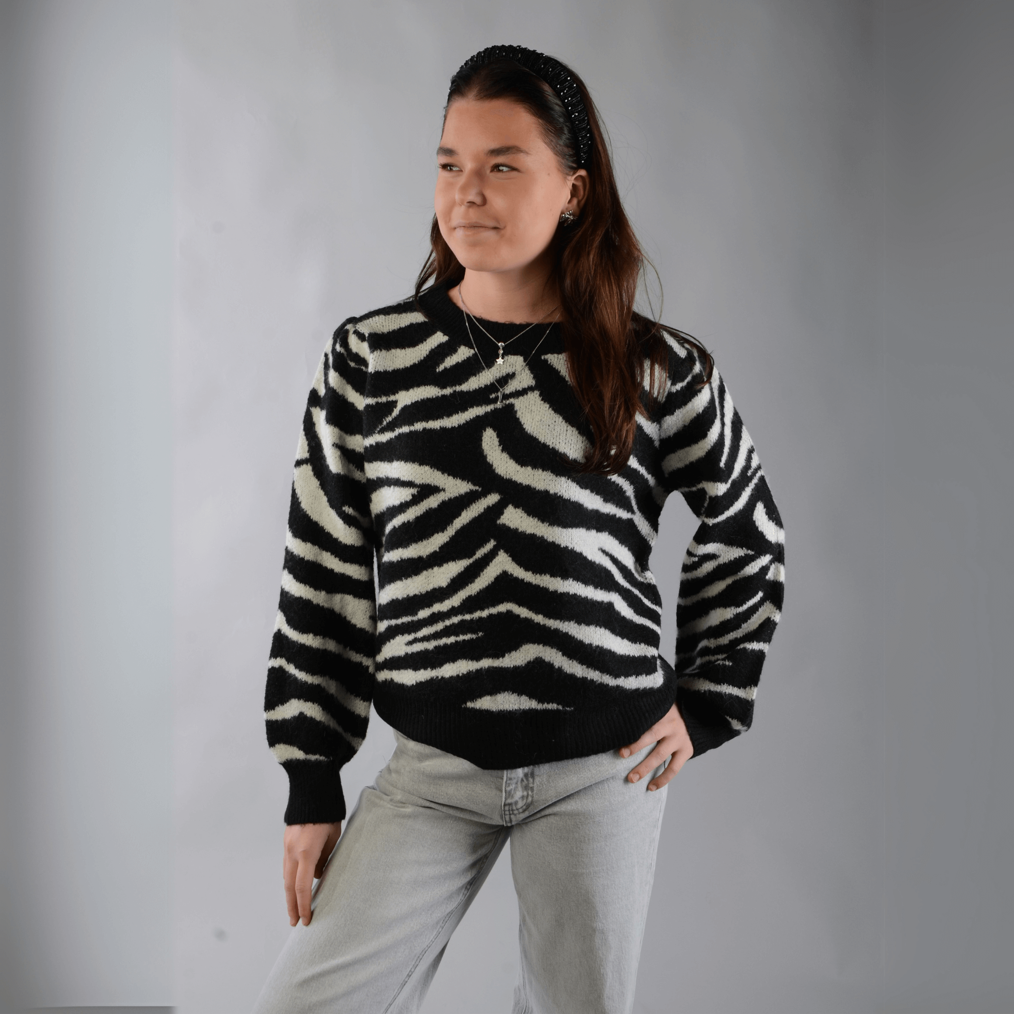 Zebra knitted sweater