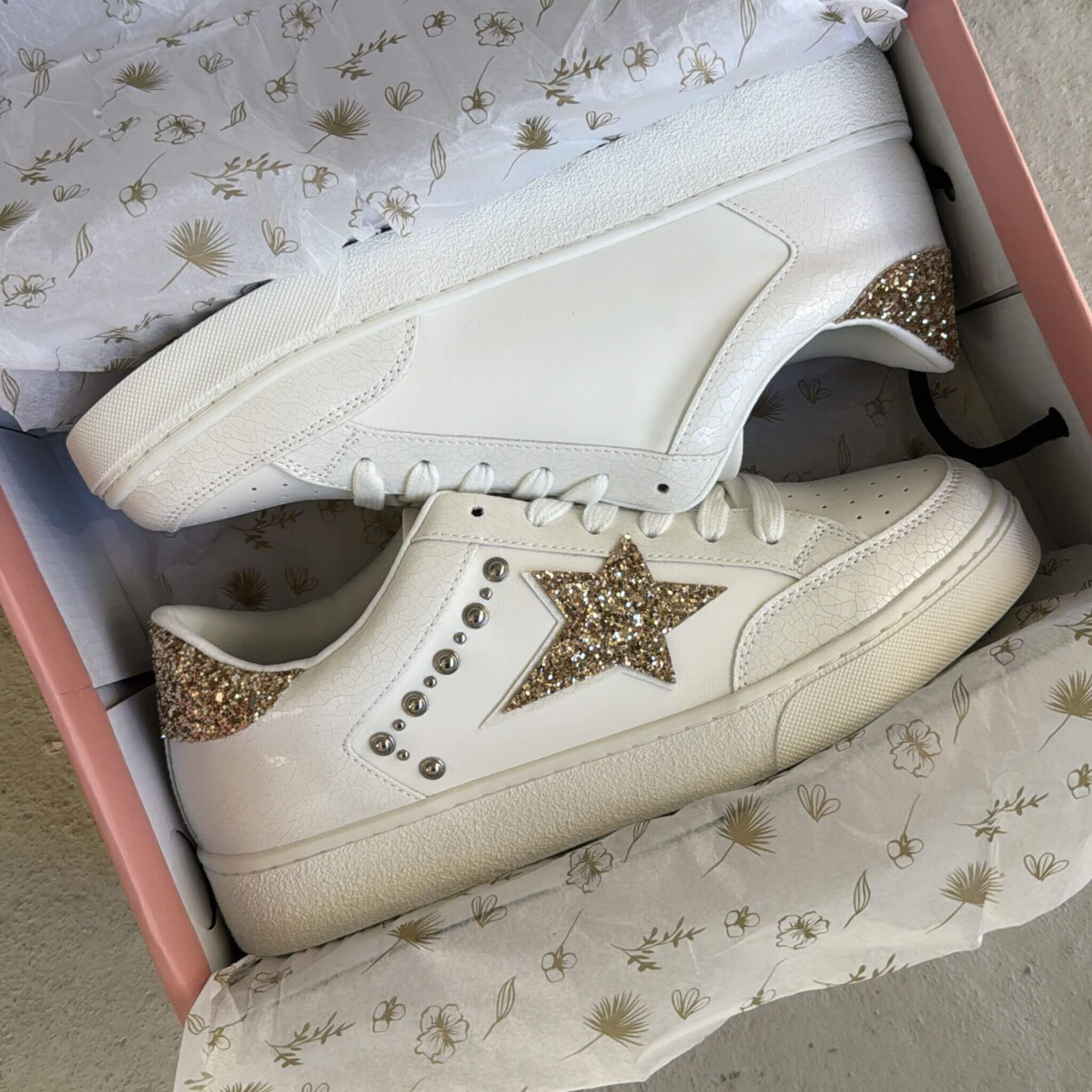 Golden star sneakers By Olivia