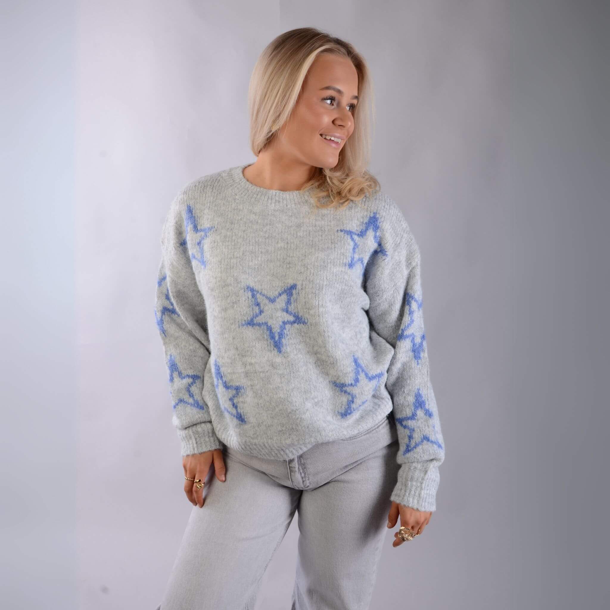 Star knitted sweater - Blue