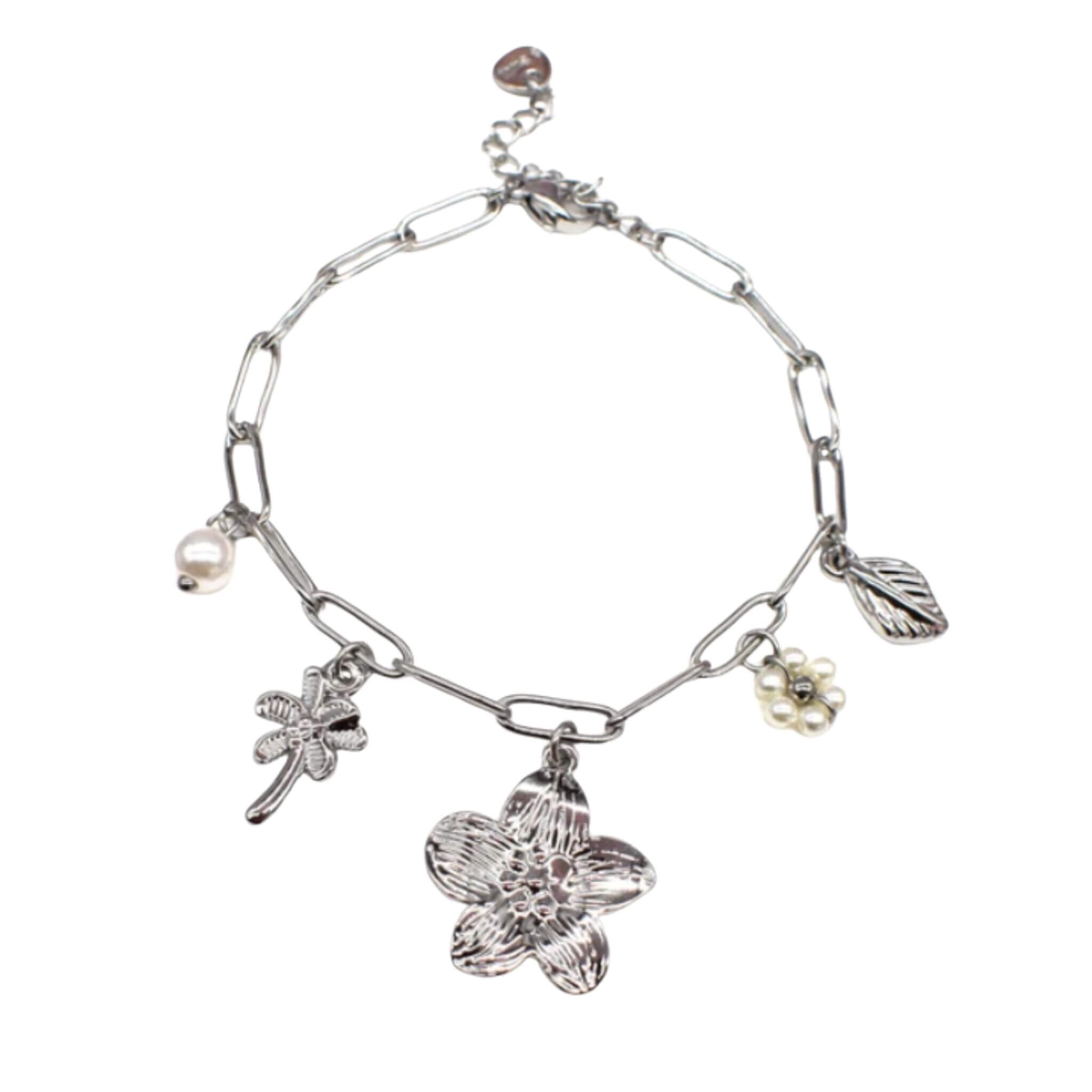 Lily charm bracelet By Olivia - Silver